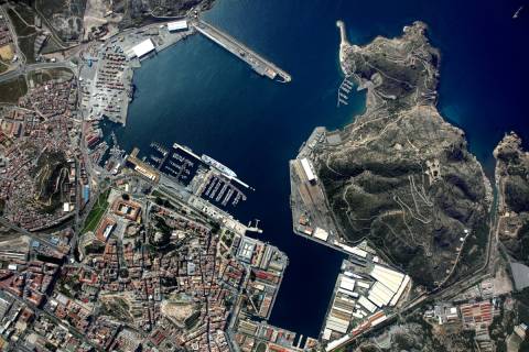 Vista aérea del Puerto de Cartagena.